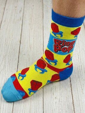 Ring Pops Lollipop Crew Socks One Pair Retro 90s Mens Womens Fun Novelty Gift